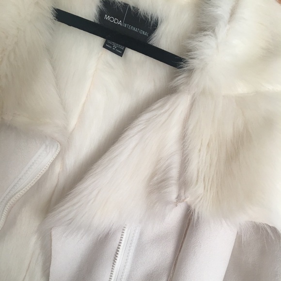 Moda international faux fur white coat - Picture 5 of 5